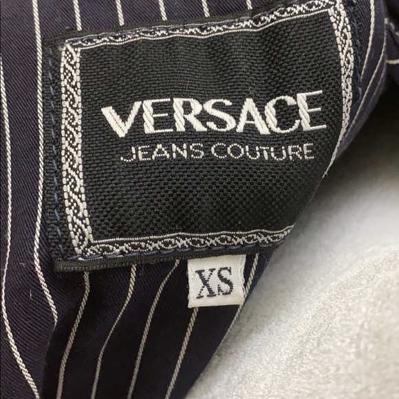 Gianni Versace Jean couture pinstripe blue Jean jacket vintage Medusa jacket - Picture 4 of 8